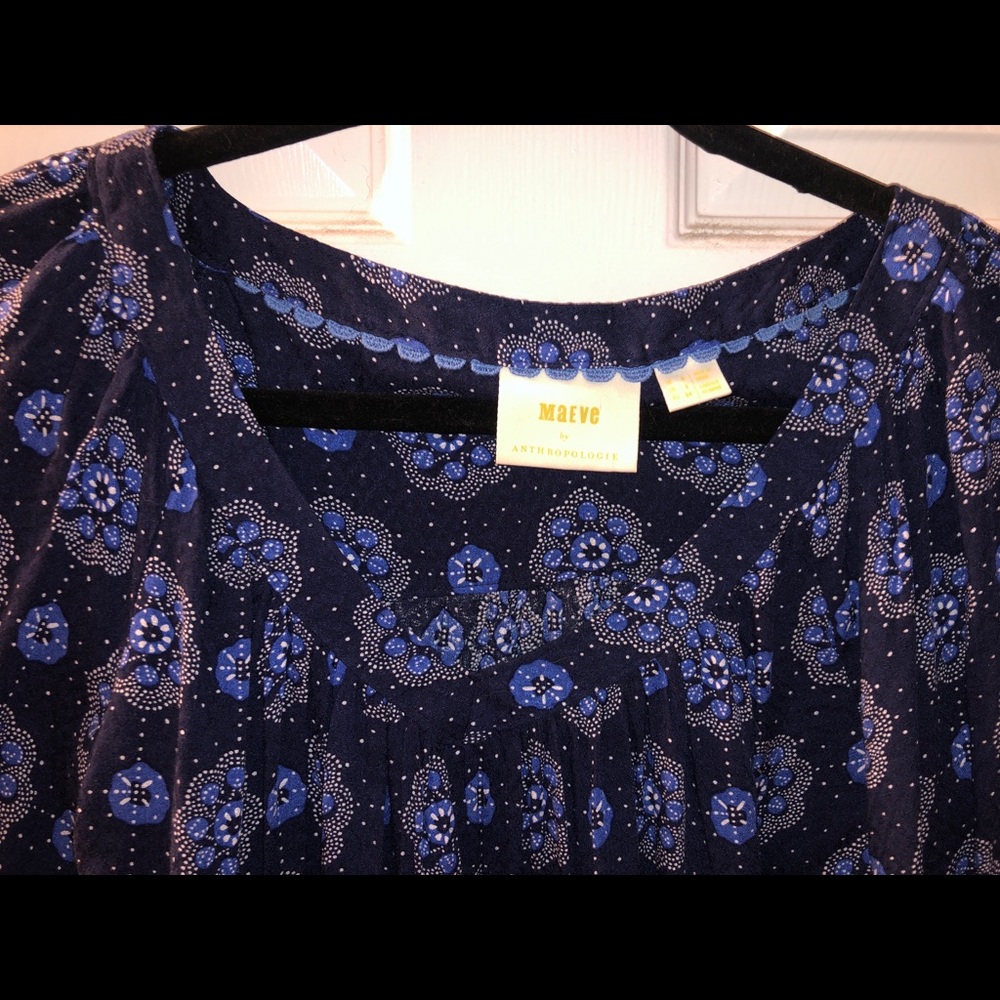 Anthropologie Maeve Sz2(bust 18") Navy Print Top